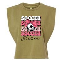 Groovy Soccer Sister Coquette Bow Soccer Garment-Dyed Women's Muscle Tee