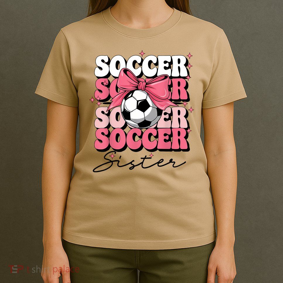 Groovy Soccer Sister Coquette Bow Soccer T-Shirt