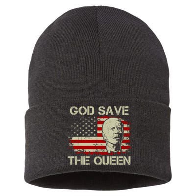 God Save The Queen Man Funny Joe Biden Shirts Sustainable Knit Beanie