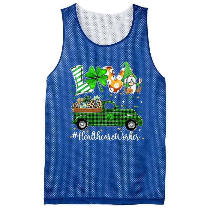 Gnome Shamrock Truck Love Healthcare Worker St Patricks Day Meaningful Gift Mesh Reversible Basketball Jersey Tank