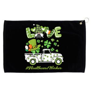 Gnome Shamrock Truck Love Healthcare Worker St Patrick's Day Great Gift Grommeted Golf Towel