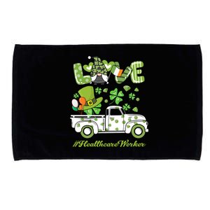 Gnome Shamrock Truck Love Healthcare Worker St Patrick's Day Great Gift Microfiber Hand Towel