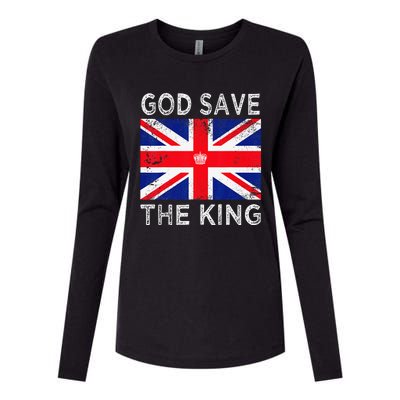 God Save The King Charles III. UK Flag Top King Charles Womens Cotton Relaxed Long Sleeve T-Shirt