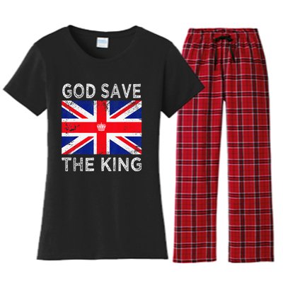 God Save The King Charles III. UK Flag Top King Charles Women's Flannel Pajama Set