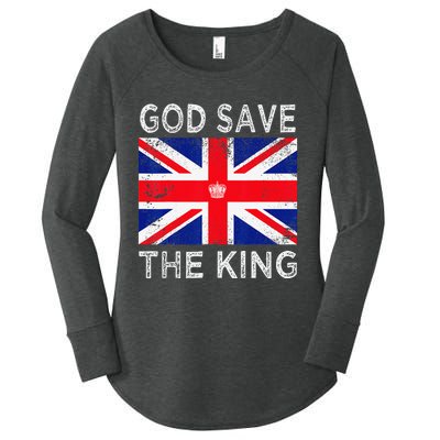 God Save The King Charles III. UK Flag Top King Charles Women's Perfect Tri Tunic Long Sleeve Shirt