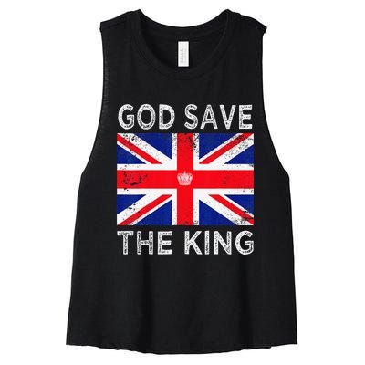 God Save The King Charles III. UK Flag Top King Charles Women's Racerback Cropped Tank