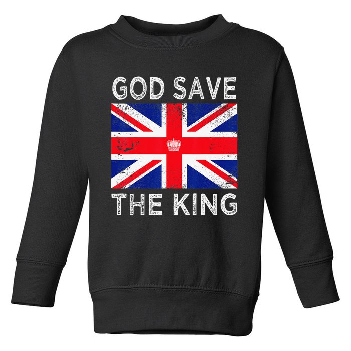 God Save The King Charles III. UK Flag Top King Charles Toddler Sweatshirt