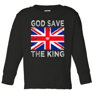 God Save The King Charles III. UK Flag Top King Charles Toddler Long Sleeve Shirt