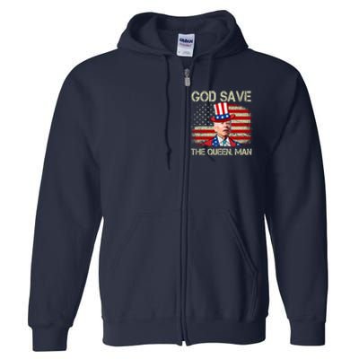 God Save The Queen Man Funny Joe Biden Shirts Full Zip Hoodie