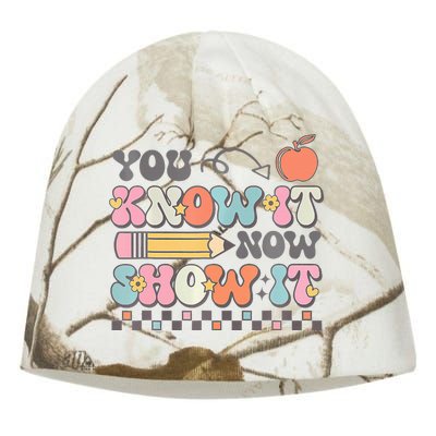 Groovy State Testing Day Teacher You Know It Now Show It Kati - Camo Knit Beanie