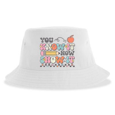 Groovy State Testing Day Teacher You Know It Now Show It Sustainable Bucket Hat