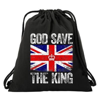God Save The King Charles III Tee UK Flag Top King Charles Drawstring Bag