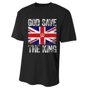 God Save The King Charles III Tee UK Flag Top King Charles Performance Sprint T-Shirt