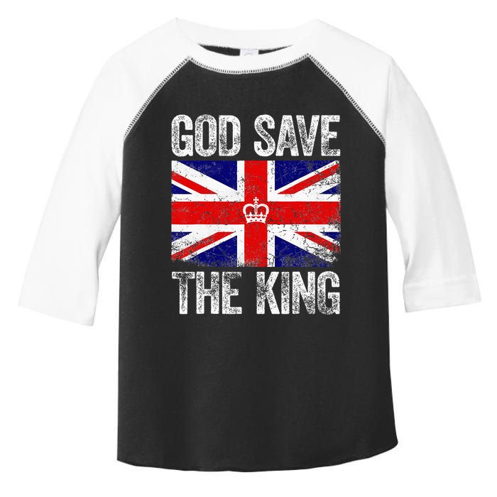 God Save The King Charles III Tee UK Flag Top King Charles Toddler Fine Jersey T-Shirt