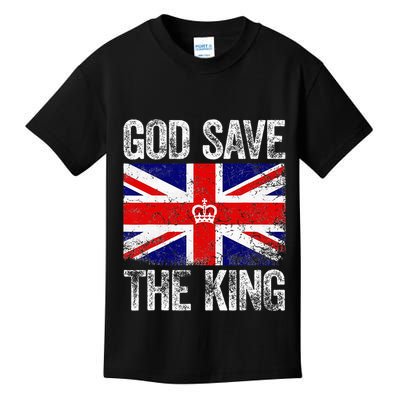 God Save The King Charles III Tee UK Flag Top King Charles Kids T-Shirt