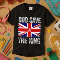 God Save The King Charles III Tee UK Flag Top King Charles Kids T-Shirt