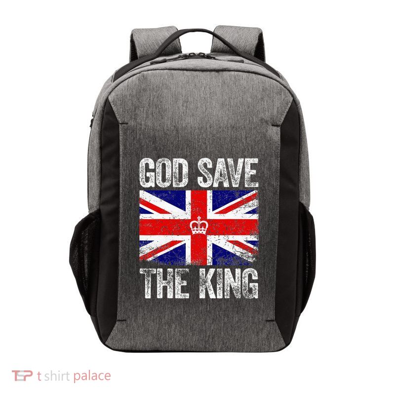 God Save The King Charles III Tee UK Flag Top King Charles Vector Backpack
