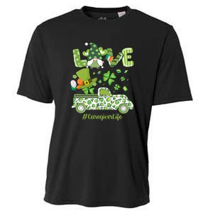 Gnome Shamrock Truck Love Caregiver Life St Patricks Day Cooling Performance Crew T-Shirt