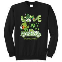 Gnome Shamrock Truck Love Caregiver Life St Patricks Day Sweatshirt