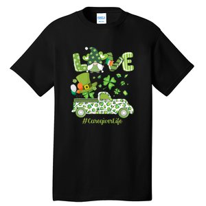 Gnome Shamrock Truck Love Caregiver Life St Patricks Day Tall T-Shirt