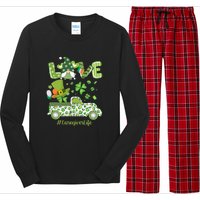 Gnome Shamrock Truck Love Caregiver Life St Patricks Day Long Sleeve Pajama Set