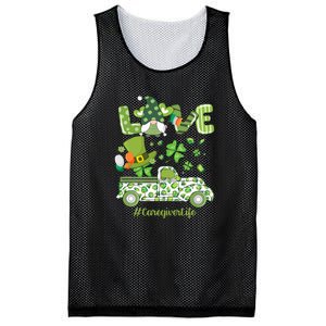 Gnome Shamrock Truck Love Caregiver Life St Patricks Day Mesh Reversible Basketball Jersey Tank