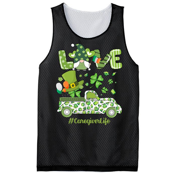 Gnome Shamrock Truck Love Caregiver Life St Patricks Day Mesh Reversible Basketball Jersey Tank