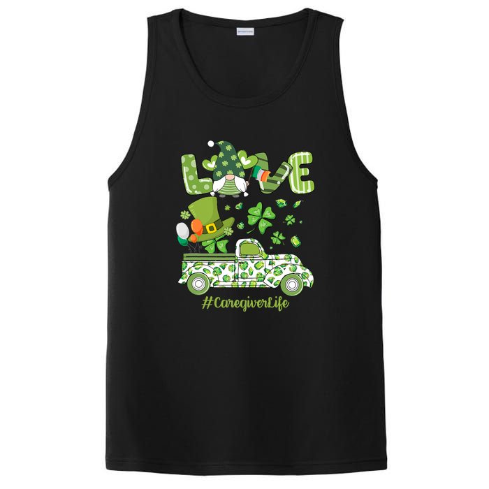 Gnome Shamrock Truck Love Caregiver Life St Patricks Day PosiCharge Competitor Tank