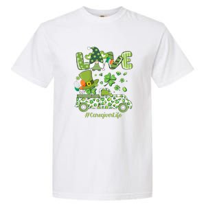 Gnome Shamrock Truck Love Caregiver Life St Patricks Day Garment-Dyed Heavyweight T-Shirt