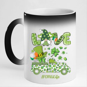 Gnome Shamrock Truck Love CMA Life Nurse St Patricks Day 11oz Black Color Changing Mug