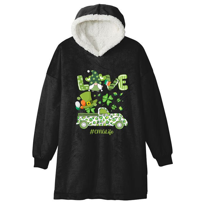 Gnome Shamrock Truck Love CMA Life Nurse St Patricks Day Hooded Wearable Blanket