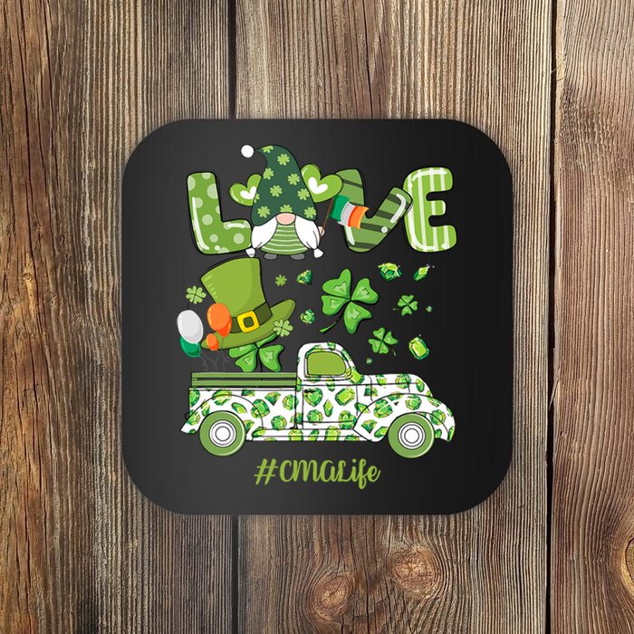 Gnome Shamrock Truck Love CMA Life Nurse St Patricks Day Coaster