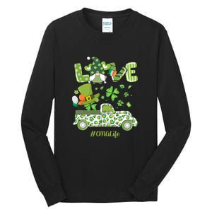 Gnome Shamrock Truck Love CMA Life Nurse St Patricks Day Tall Long Sleeve T-Shirt