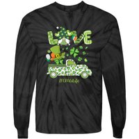 Gnome Shamrock Truck Love CMA Life Nurse St Patricks Day Tie-Dye Long Sleeve Shirt