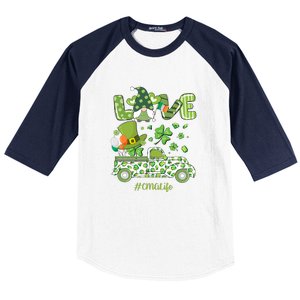 Gnome Shamrock Truck Love CMA Life Nurse St Patricks Day Baseball Sleeve Shirt