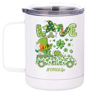 Gnome Shamrock Truck Love CMA Life Nurse St Patricks Day 12 oz Stainless Steel Tumbler Cup