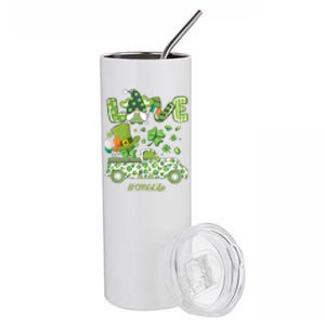 Gnome Shamrock Truck Love CMA Life Nurse St Patricks Day Stainless Steel Tumbler