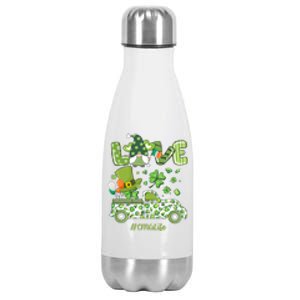 Gnome Shamrock Truck Love CMA Life Nurse St Patricks Day Stainless Steel Insulated Water Bottle