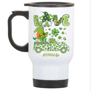 Gnome Shamrock Truck Love CMA Life Nurse St Patricks Day Stainless Steel Travel Mug