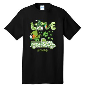 Gnome Shamrock Truck Love CNA Life Nurse St Patricks Day Tall T-Shirt