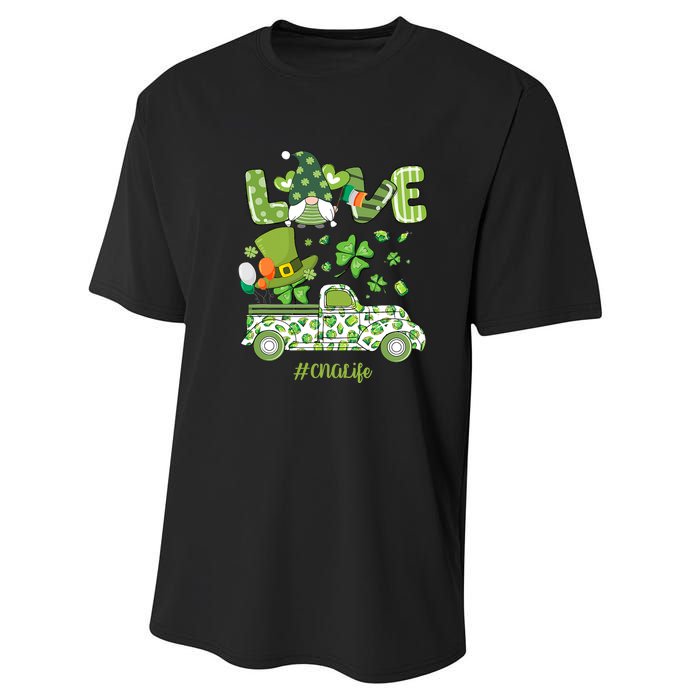 Gnome Shamrock Truck Love CNA Life Nurse St Patricks Day Performance Sprint T-Shirt