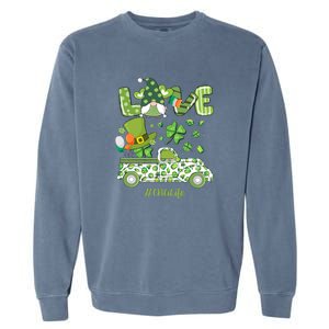 Gnome Shamrock Truck Love CNA Life Nurse St Patricks Day Garment-Dyed Sweatshirt