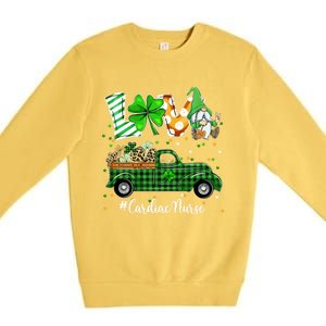 Gnome Shamrock Truck Love Cardiac Nurse St Patricks Day Gift Premium Crewneck Sweatshirt