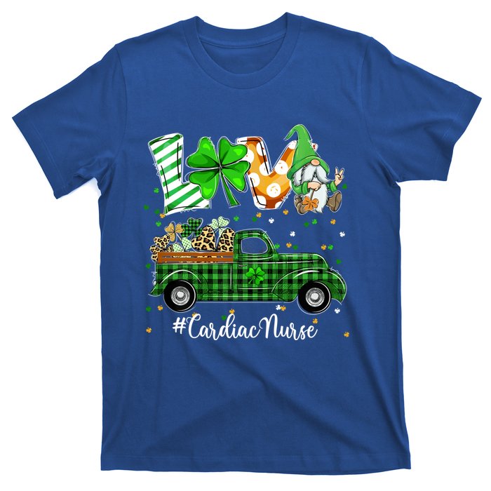 Gnome Shamrock Truck Love Cardiac Nurse St Patricks Day Gift T-Shirt