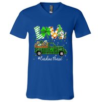 Gnome Shamrock Truck Love Cardiac Nurse St Patricks Day Gift V-Neck T-Shirt