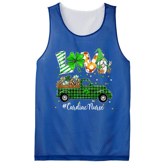 Gnome Shamrock Truck Love Cardiac Nurse St Patricks Day Gift Mesh Reversible Basketball Jersey Tank