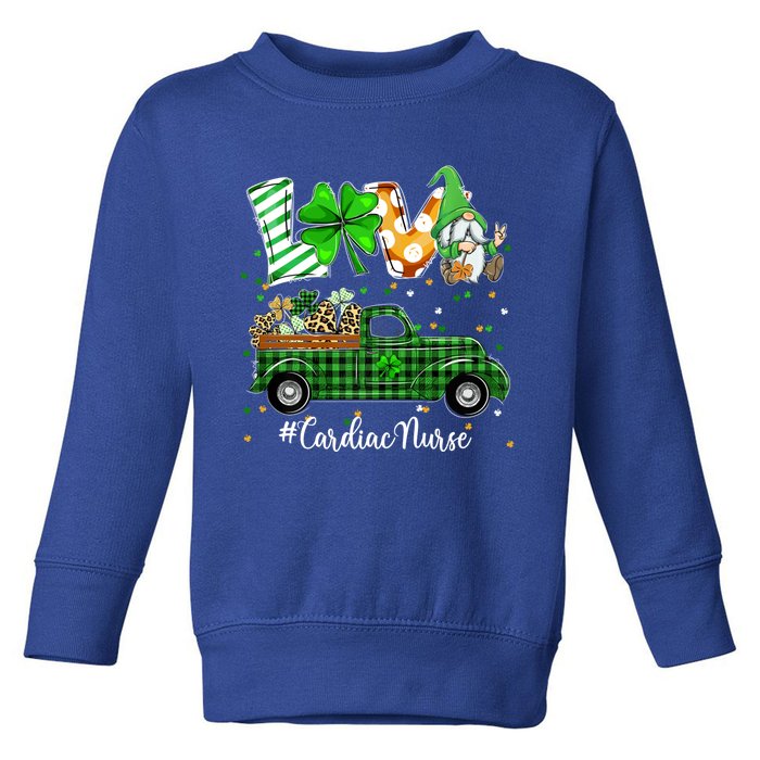 Gnome Shamrock Truck Love Cardiac Nurse St Patricks Day Gift Toddler Sweatshirt