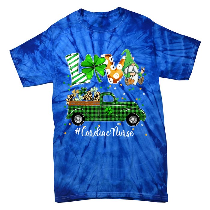 Gnome Shamrock Truck Love Cardiac Nurse St Patricks Day Gift Tie-Dye T-Shirt