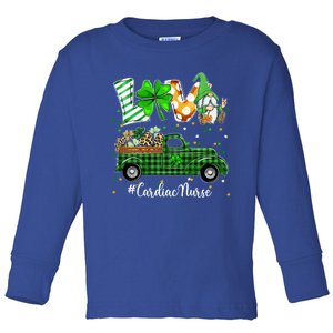 Gnome Shamrock Truck Love Cardiac Nurse St Patricks Day Gift Toddler Long Sleeve Shirt