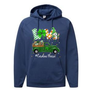 Gnome Shamrock Truck Love Cardiac Nurse St Patricks Day Gift Performance Fleece Hoodie